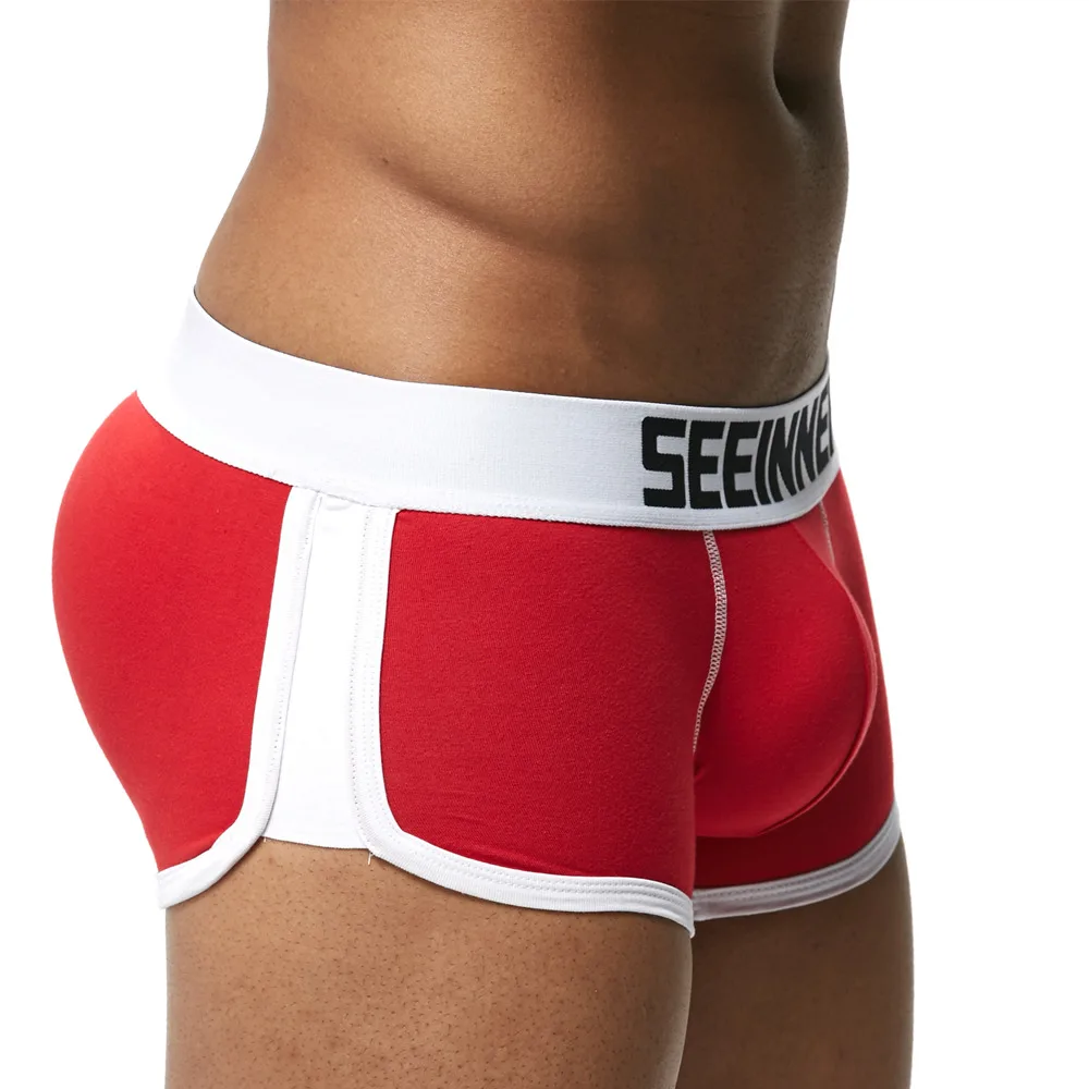 Male Enhancing Underpants With Faux Padded Boxer Briefs Men Underwear for Mens Butt Lift