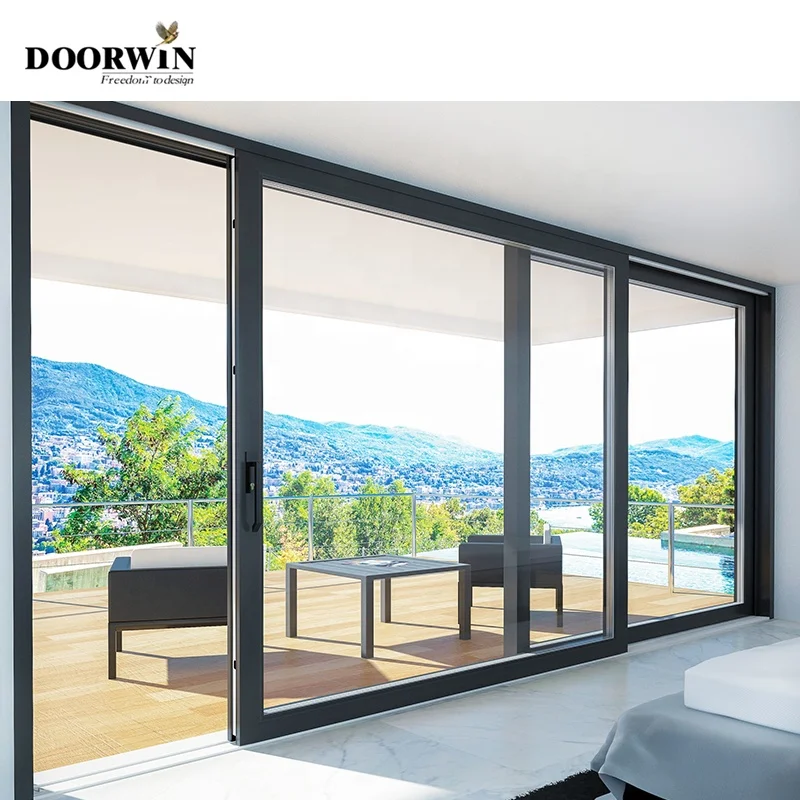 Doorwin Wholesale Price Modern Design Powder Coated Aluminium Frame Patio Door Aluminum Double Glass Sliding Door