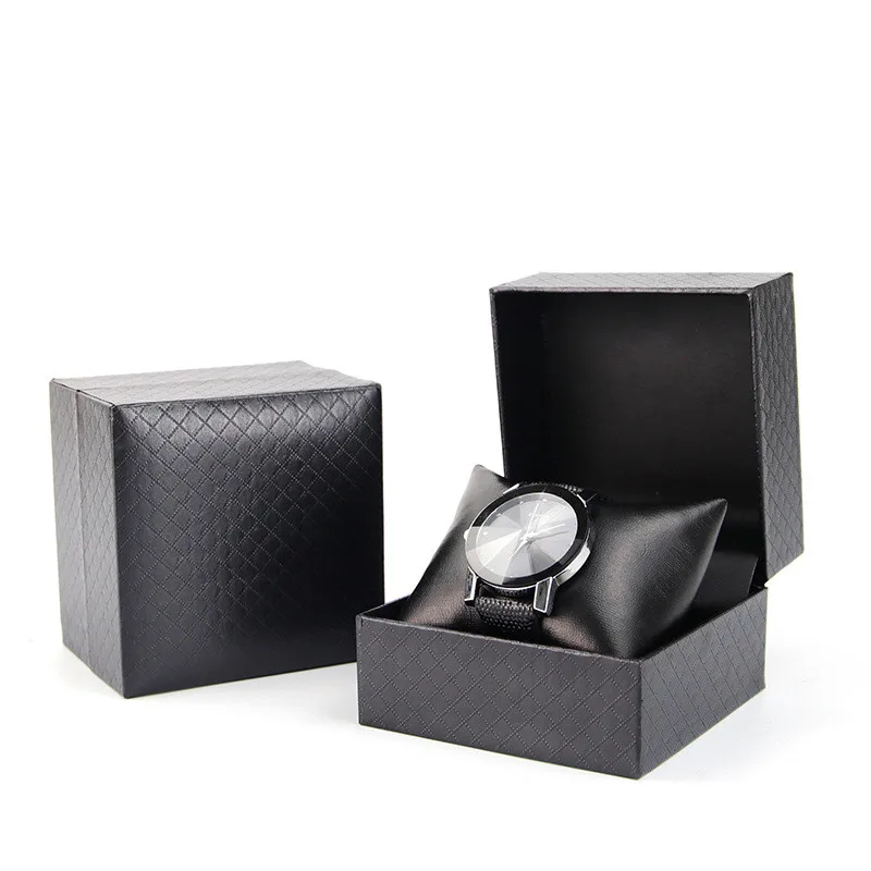 Luxury High Quality Custom Logo Black Cardboard Paper Gift Packaging Single Watch Box case