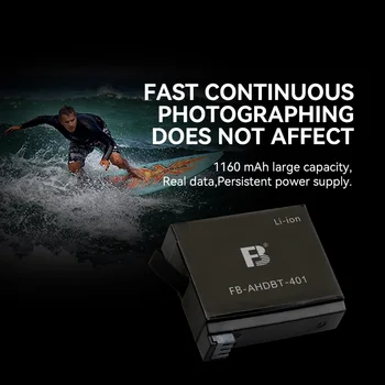 FB AHDBT-401 Lithium Ion Battery 1160mAh Sports Camera Battery for GoPro Mini Sport Camera Hero4 and Go Pro Ahdbt-401 detail image