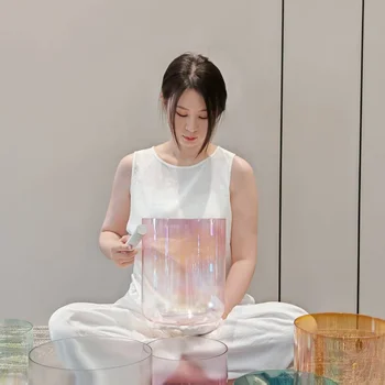 EAST Aurora Powder Color 432HZ Quartz Singing Bowl, Sound Healing Bowl