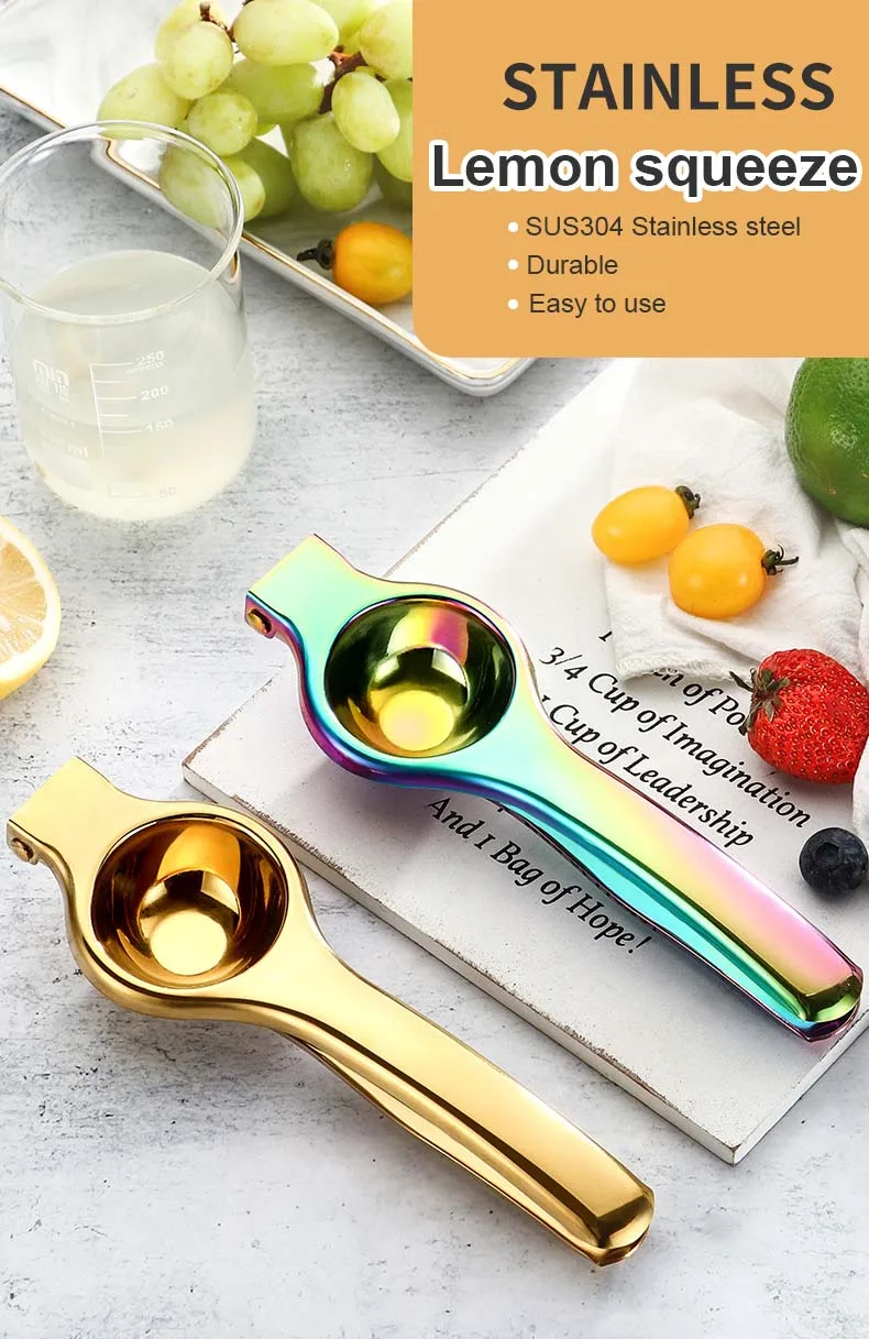 Eco-Friendly Easy Squeeze Manual Lemon Juicer 304 Stainless Steel and Plastic Fruit Juicer Hand Press Tool for Vegetables