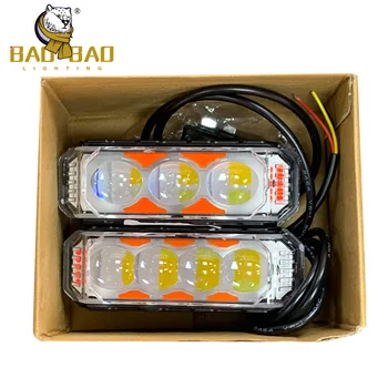 BAOBAO BB1913  3 4 Lens Mini Driving Auxiliary Dual Color LED Fog Spotlight Moto Bike Headlight Light for Motorcycle Motorbikes