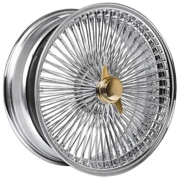 All chrome/center gold knock off chrome wheel 22 rims gold wire wheels dayton wire wheels