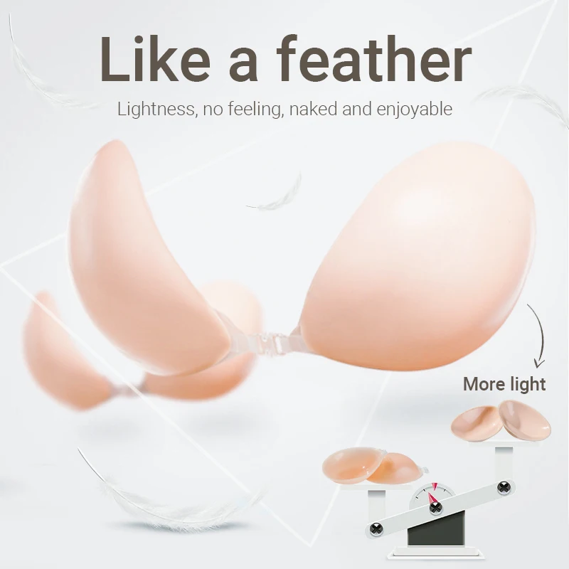 Hot Sales Reusable Invisible Silicone Bra Strong Adhesion Self Sticky Adhesive Light Gather 2062