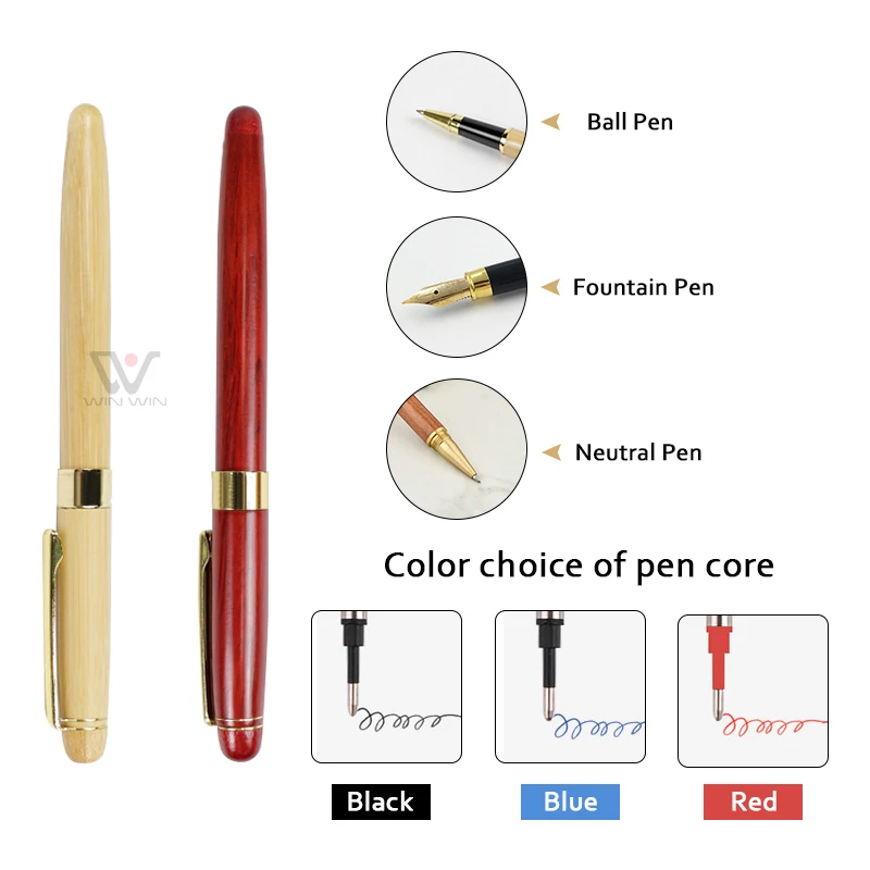 Eco Friendly Cherry Ballpoint Pen with Logo in Matching Wood Gift Box Wooden Pen With Wooden Case