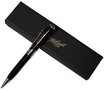 heavy metal ball Pen shiny black with chrome trim custom logo engraved gift pen