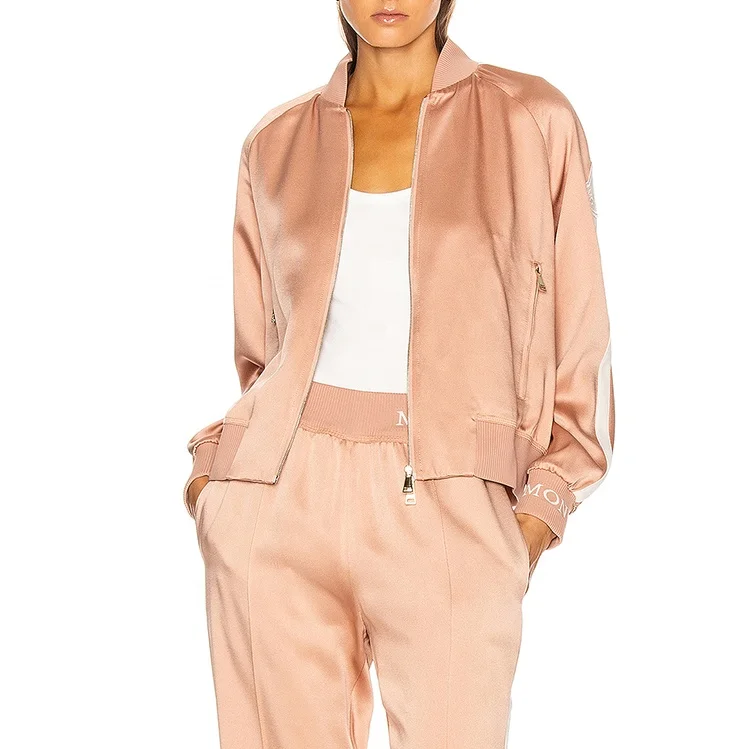 pink silk bomber jacket