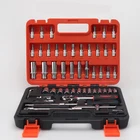 53pcs hand auto car repair tool box set mechanic 1/4 Inch socket kit portable household tool set chest cabinet garage tool box