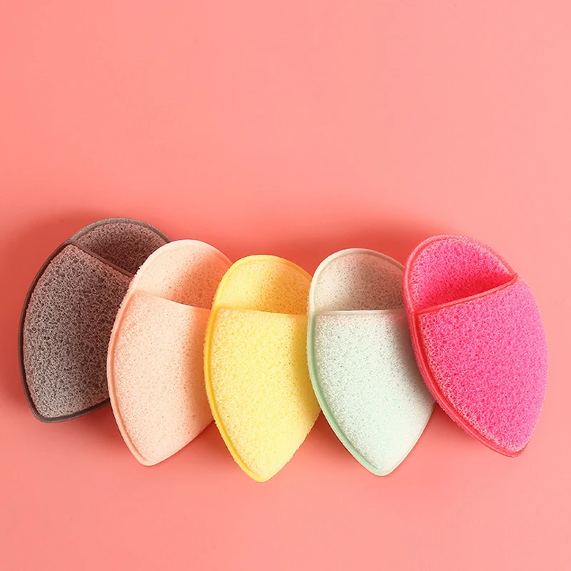 China Factory Lowest Price Makeup Remover Pads Leaf Heart Small Finger Shape Washable Puff  Face Cleaning Sponge