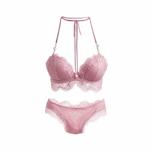 Top Lace Bra with Charming Halter Straps Delicate Eyelash Border Sexy Underwear Women Lingerie for Lady Soft Lace Bra Wholesale