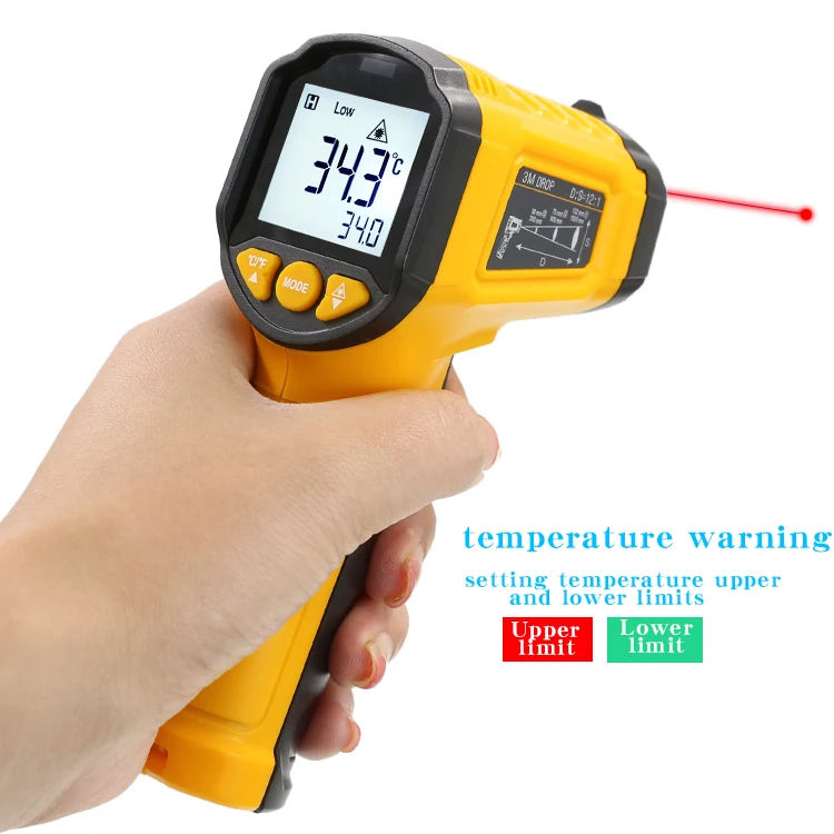 Pistolet Thermomètre Infrarouge Sans Contact -50~400℃ Avec Laser Et Rétroéclairage Pour Tuyaux Et Surfaces