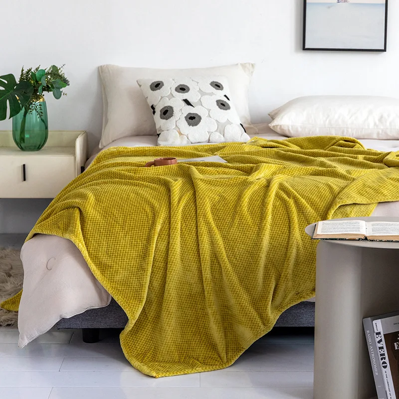 High Quality Simple Thick Framk Double Bed Sheet Cover Blanket Gift Sofa Casual Velvet Blanket