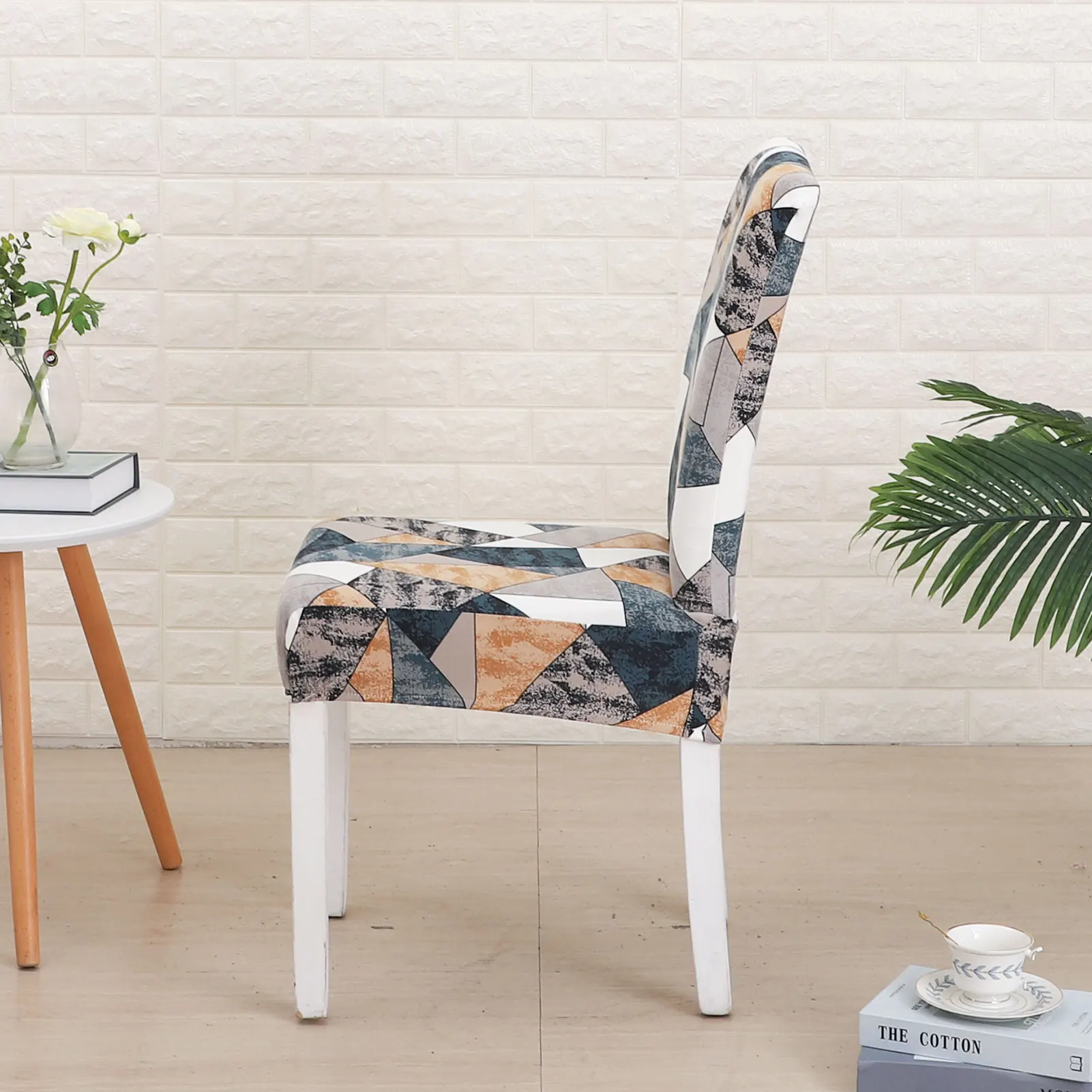 High Quality 160GSM Printed Pattern Chair Cover Stretch Dining Room Chair Covers Removable Washable Cover