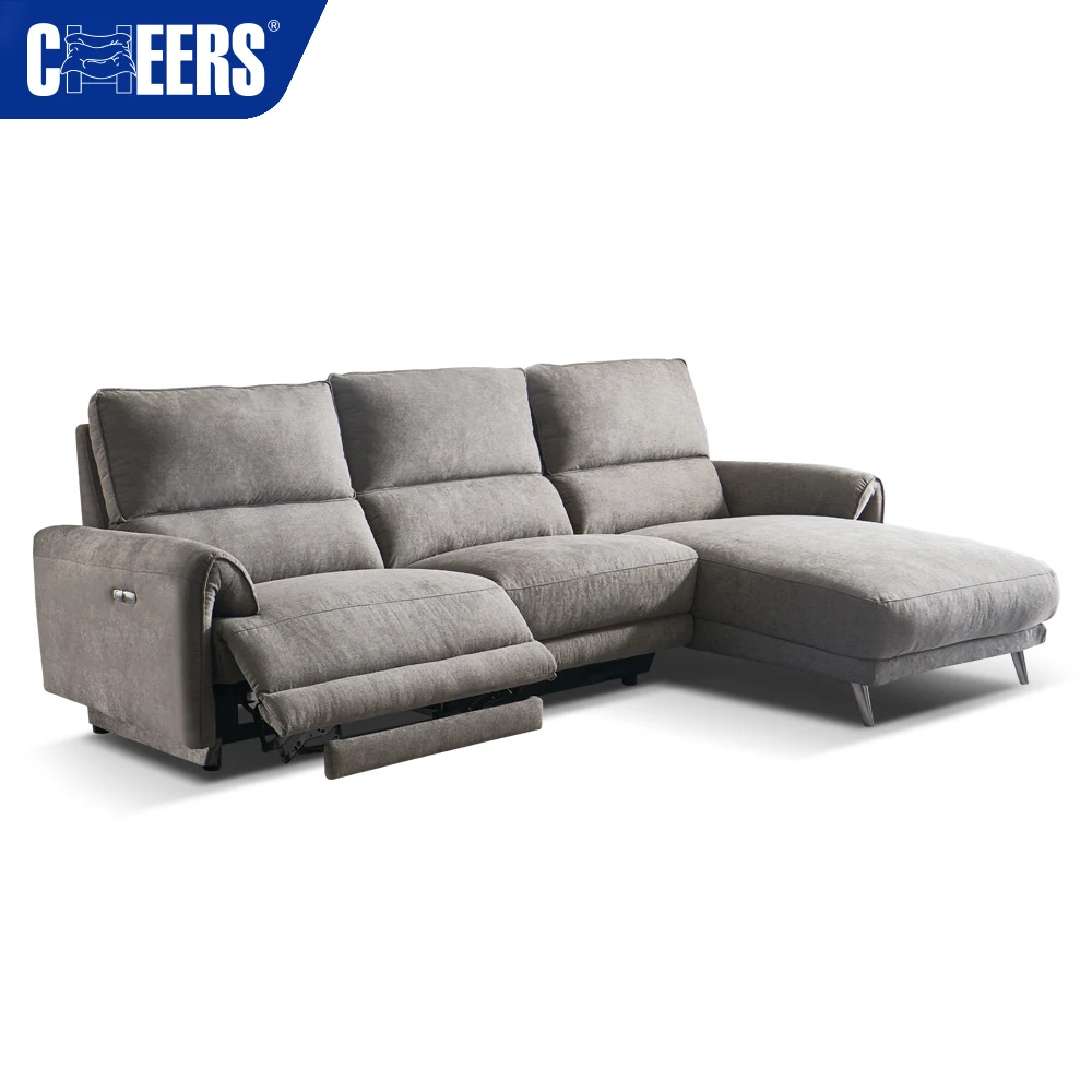 Manwah Cheers Euro Fabric Living Room Sofa Grey 3seater Power