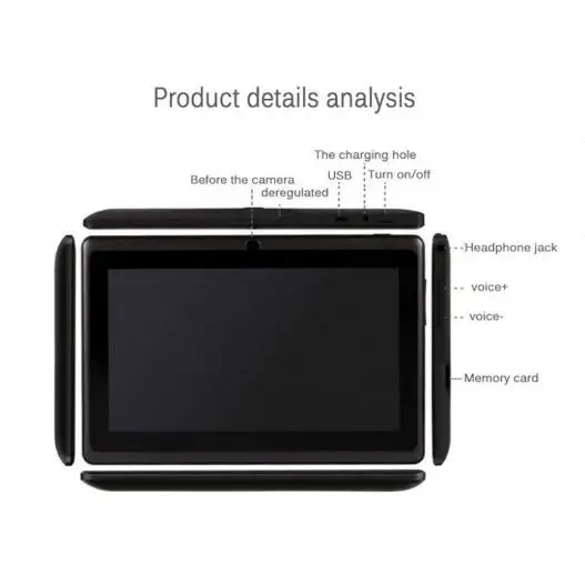Секундная стрелка б/у планшет 7 дюймов A33 4 Гб микс 8 Гб ROM WIFI Android 4,4 1024*600 разрешение планшет Q88 в наличии на складе