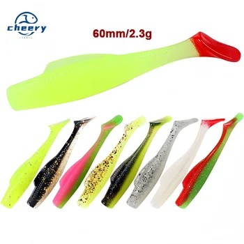 Cheery Paddle 6cm 2.3g 6pcs Soft Lure Paddle Bait T-Tail Soft TPR Shad Bait Fishing Lure – Soft Lure – view 2