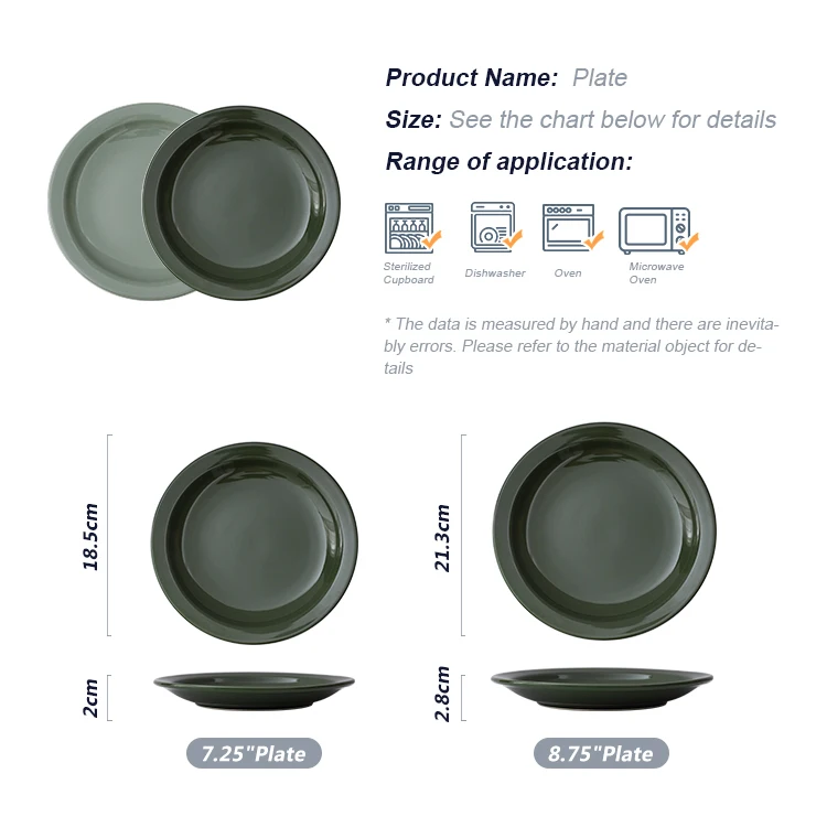 85 inch scratch resistant porcelain plate glossy green glazed ceramic plates for daily use-56