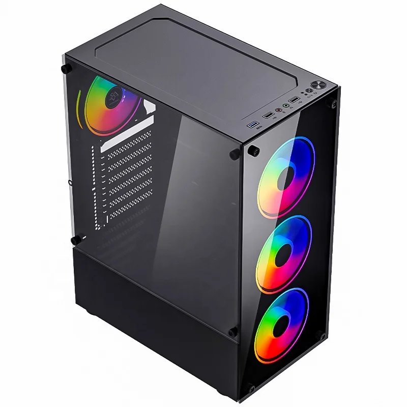 SNOWMAN ミッドタワーATXゲーミングPCケース - 高通気性強化ガラス前面