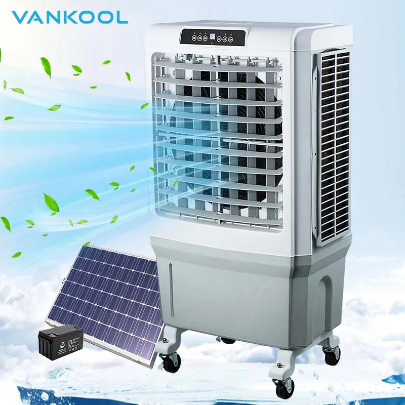 Portable Solar AC DC Industrial Air Cooler Evaporative Water Cooling Fan  Outdoor Household Use Electric Floor Made Plastic
