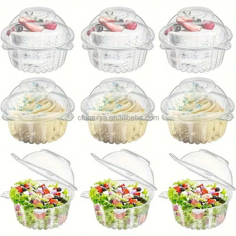 Food Grade Cat Head Designed Disposable Small  Plastic Round Cake box for Pastry Used details