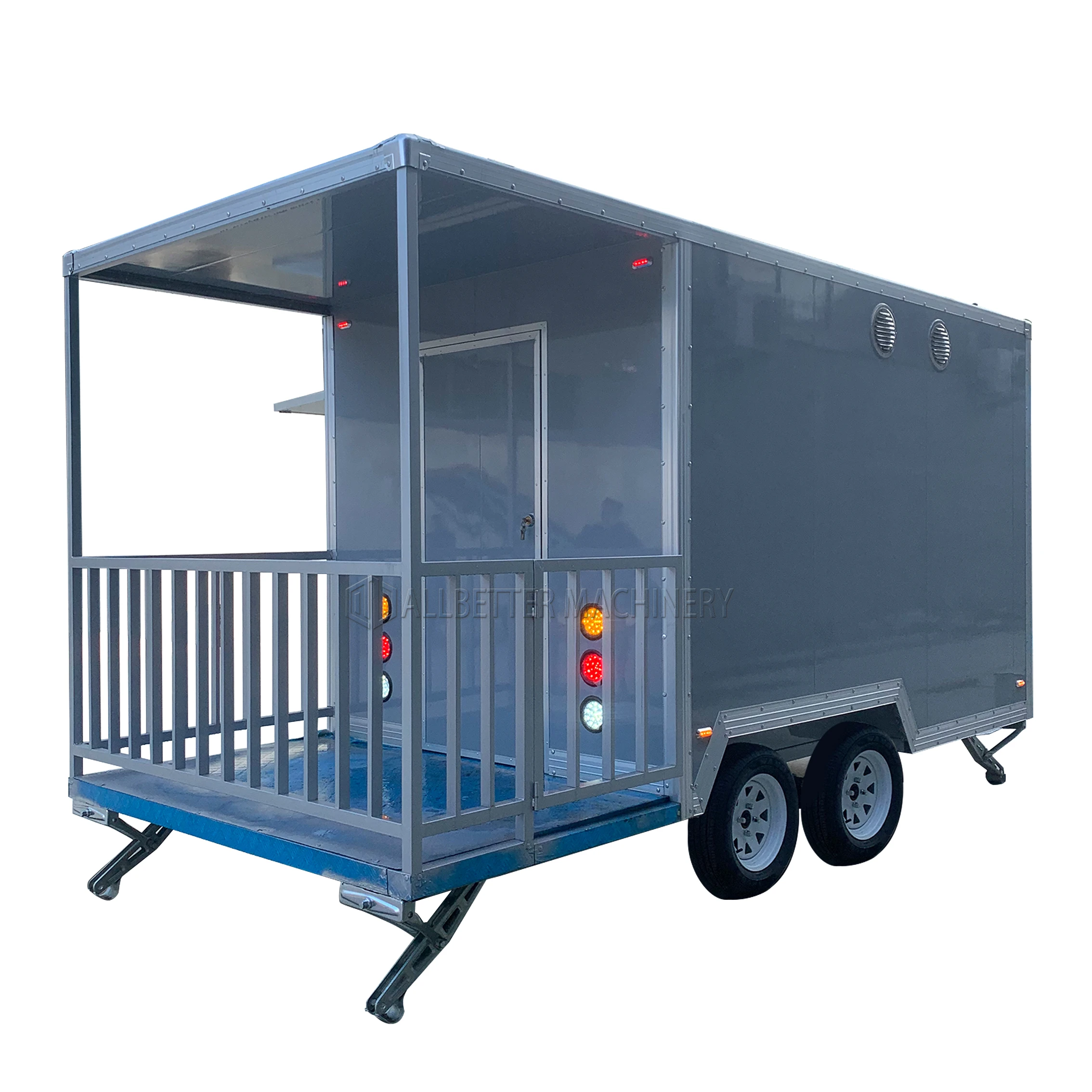 ALLBETTER Custom Mobile Street Concession Trailer Square Fast Food Trailer Fully Equipped US Standard Food Cart for Sale
