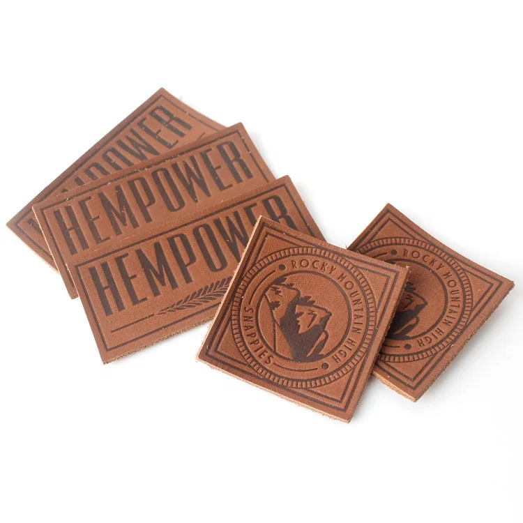 High Quality Hot Stamping Custom Logo Embossed Real Leather Labels Patches for Jeans and Bags