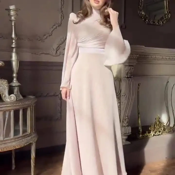 Muslim Luxury Muslim Women Trending Satin Dresses Gorgeous Pleated Dress Muslim