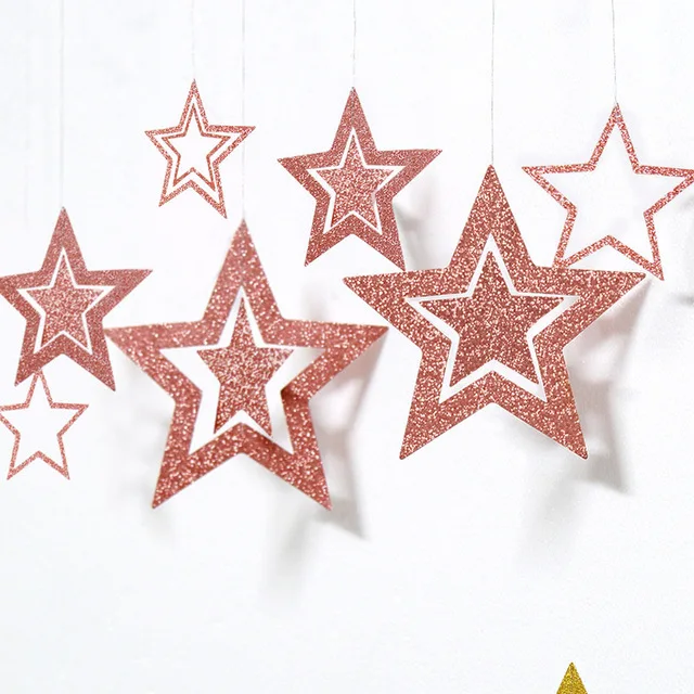 Partymane Glitter Star Hanging Bunting Foam Paper Luxury Xmas