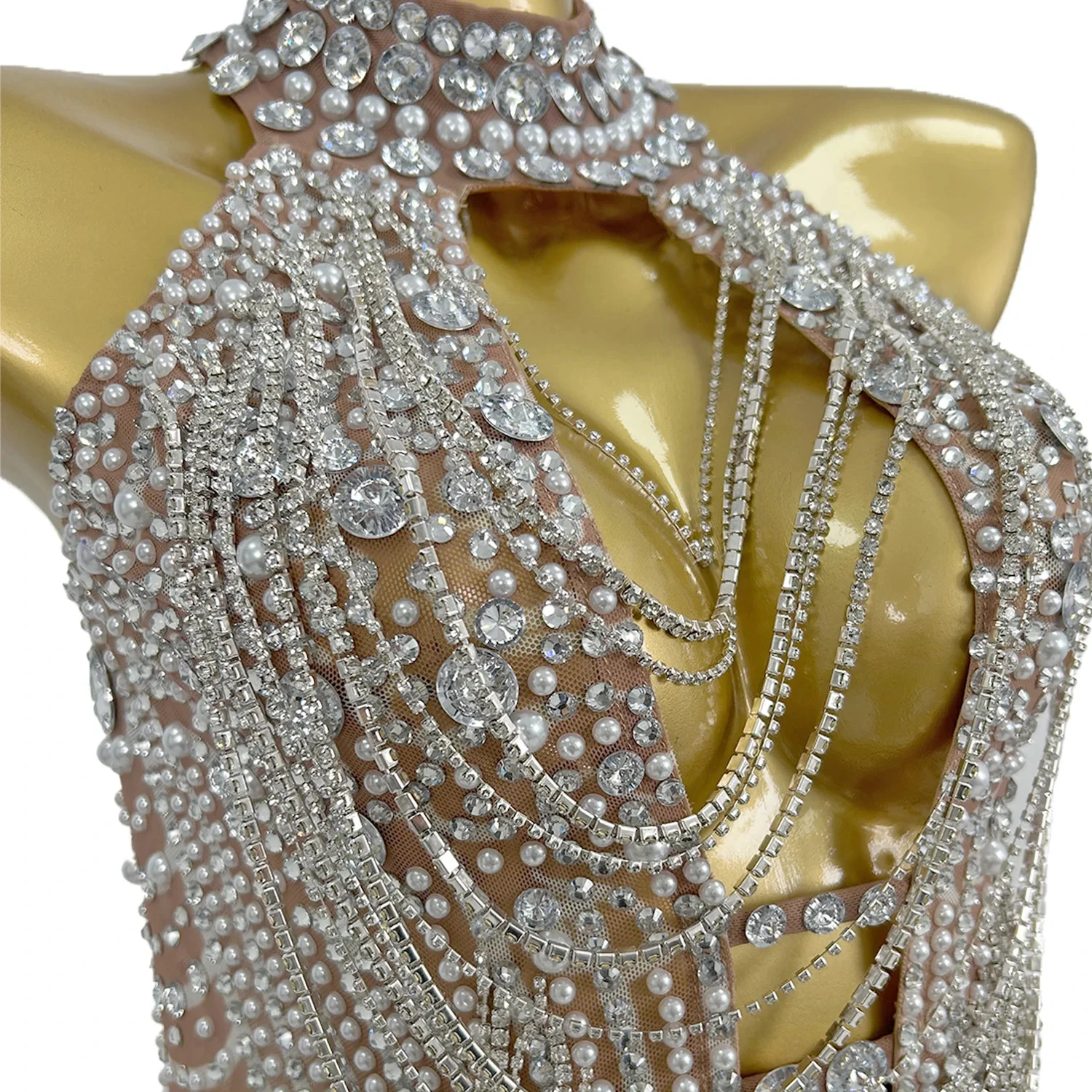 Elegant Pearl Fringes Party Celebration Maxi Dress Bodycon Dinner