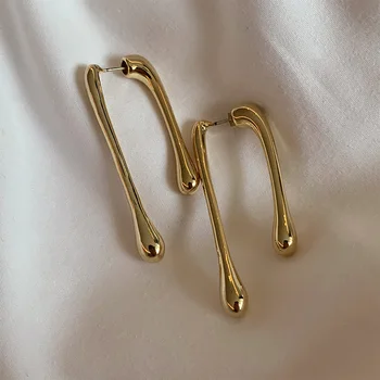 Asymmetric Aretes Waterdrop Earrings Long Bar Gold Plated Earrings for Women Minimalist Women Accessories Fashion Jewelry 2021