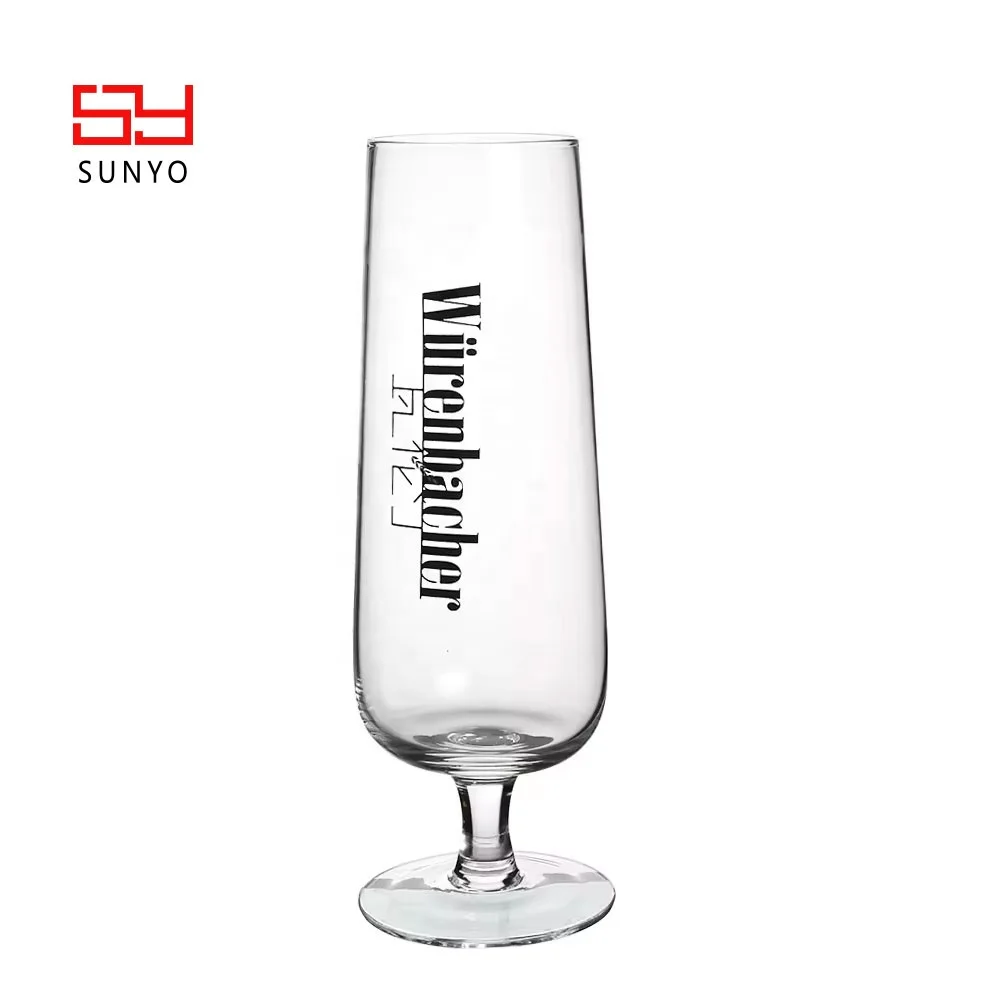 Commercial Labelled Logo Reusable Hard Cup Frozen Glass Short Stem Custom Printed Beer Glass for Bar