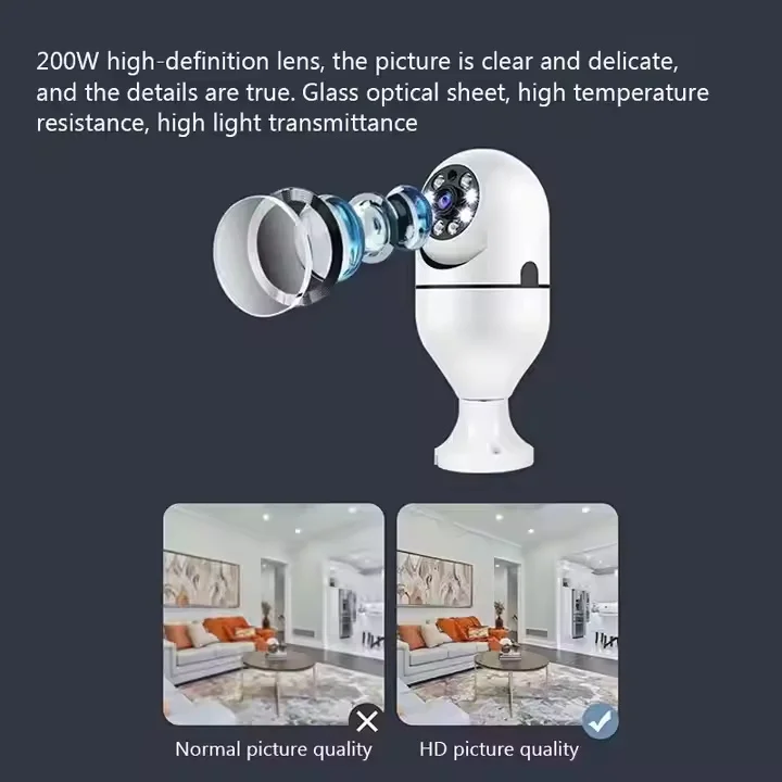 Wholesale Factory Price Wireless WIFI Light Bulb Security Camera 360 With HD Night Vision Camera E27