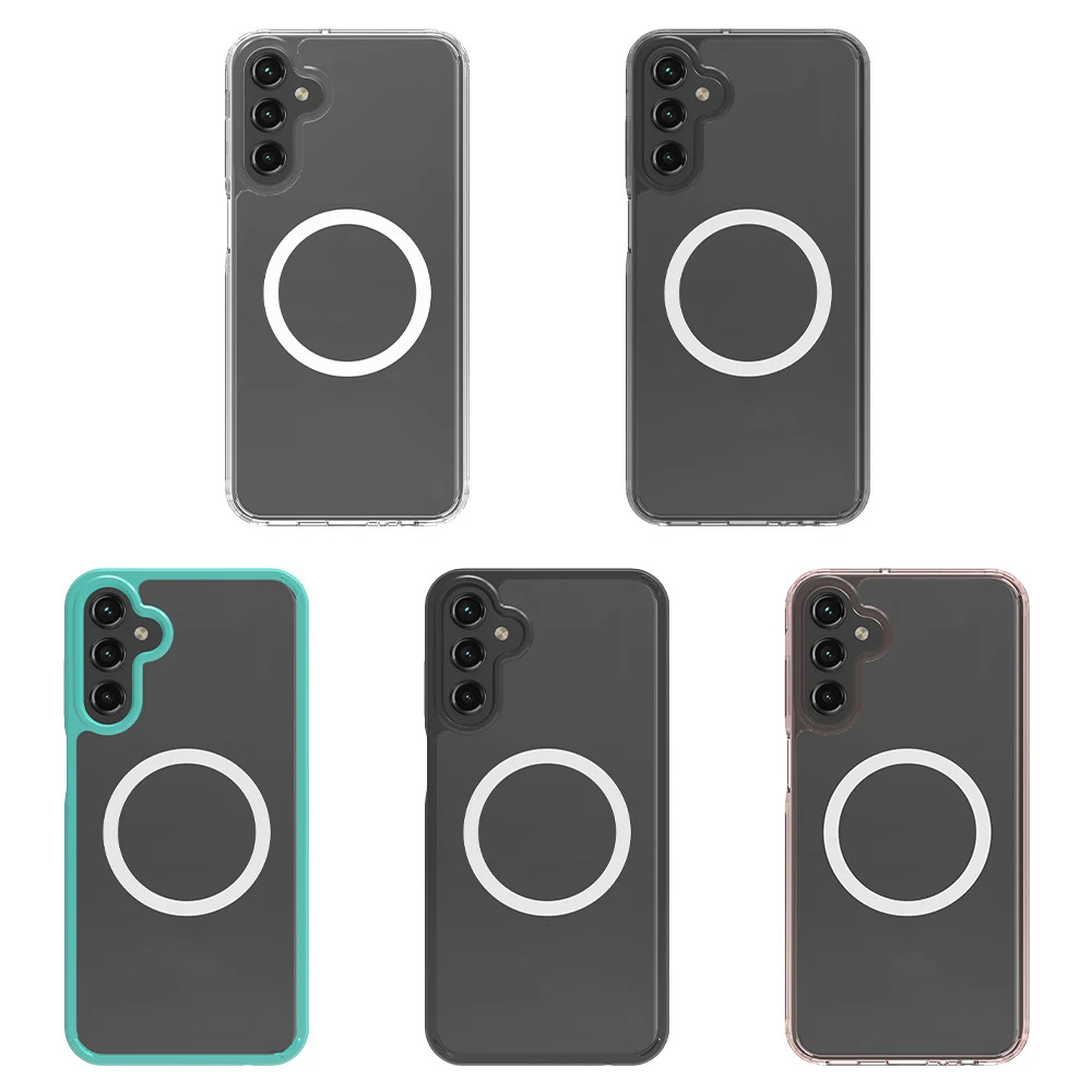 Wireless Charging Phone Case for Samsung S25 S24 Ultra A15 A55 Anti Yellow  Transparent Back Cover Colorful Frame Phone Case