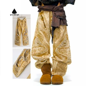 Custom Manufacturer Vintage Oversized Distressed Boyfriend Denim Jeans Women's High Waist Wide Leg High Quality Hip Hop Jeans