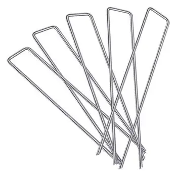 200 Pack Landscape Staples, 6 Inch 11 Gauge Garden Stakes, Galvanized U-Shaped Pins for Weed Fabric, Fence, Lawn, Yard