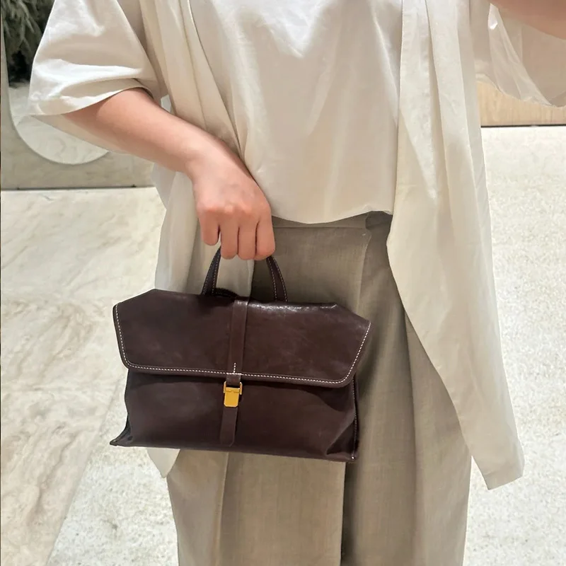 Top Layer Cowhide Messenger Bag Hot Selling Genuine Leather Women’s Niche Shoulder Crossbody Large Capacity Handbag Spring 2025