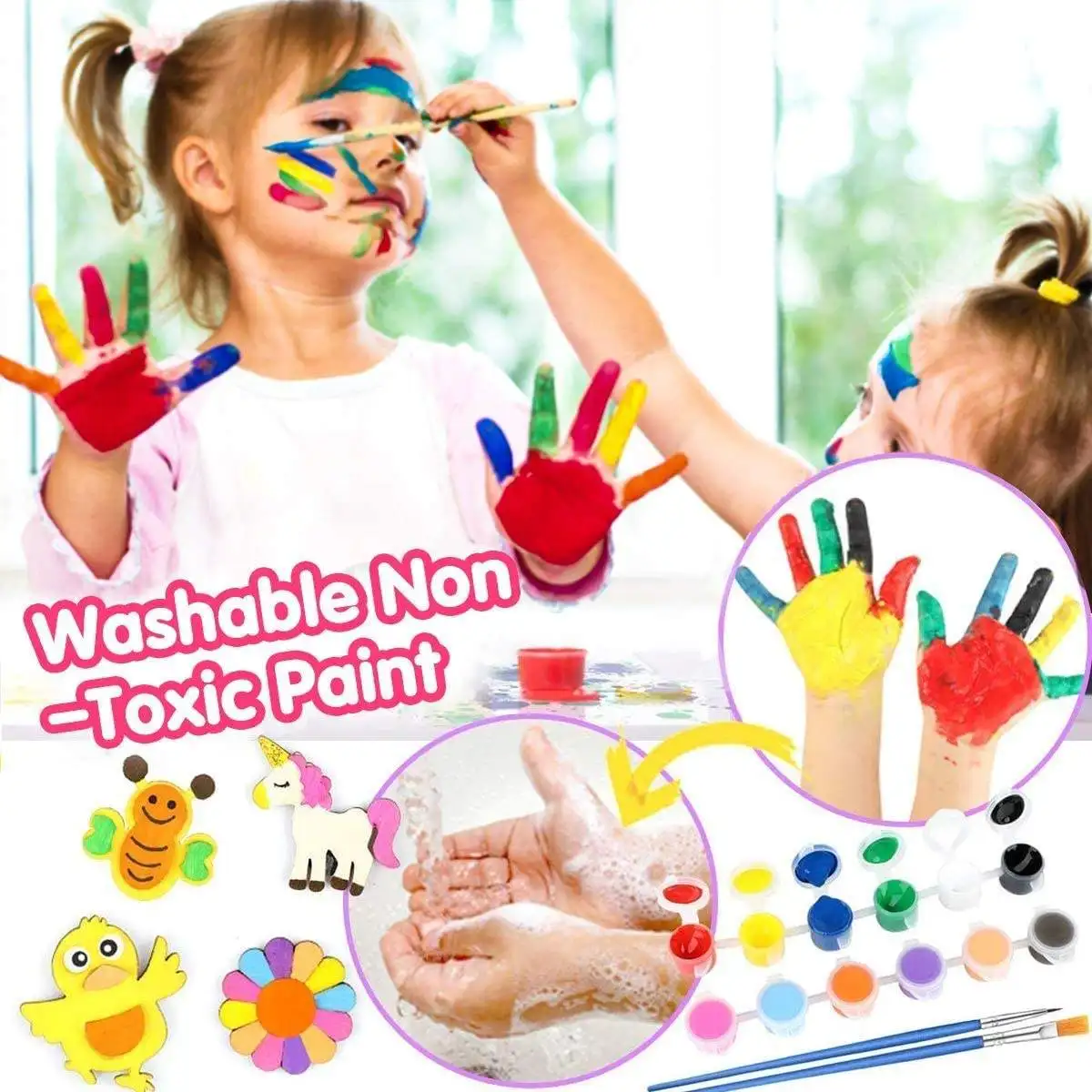 LUUFAN DIY Holz-Magnet-Set Für Kinder – 36 Teile Zum Bemalen & Bekleben, Inkl. Farbstifte & Magnete (Kreativset Für Kühlschrank)