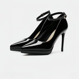 2026 Elegant Red Women's High Heels Lace-Up Patent Leather Glitter Pumps for Party & Wedding High Top Style with Thin Heels