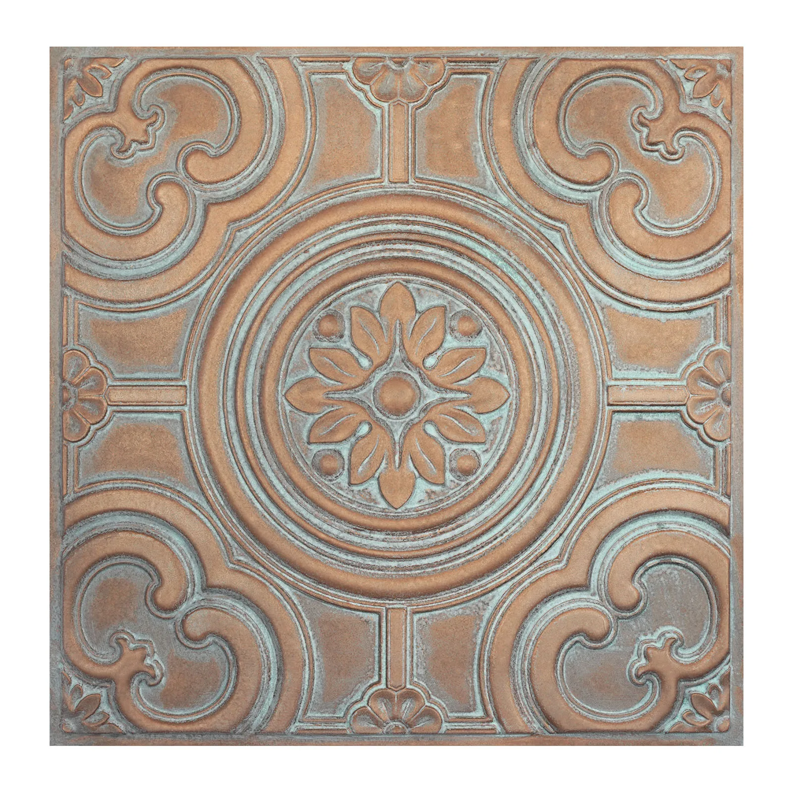 Faux finish Glue up ceiling tiles Aged patina decor wall panels Easy to Install PVC Panels PL50 Weather copper