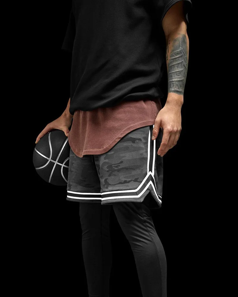 New Custom Mens Black Basketball Shorts Quick Dry Athletic Mesh Shorts