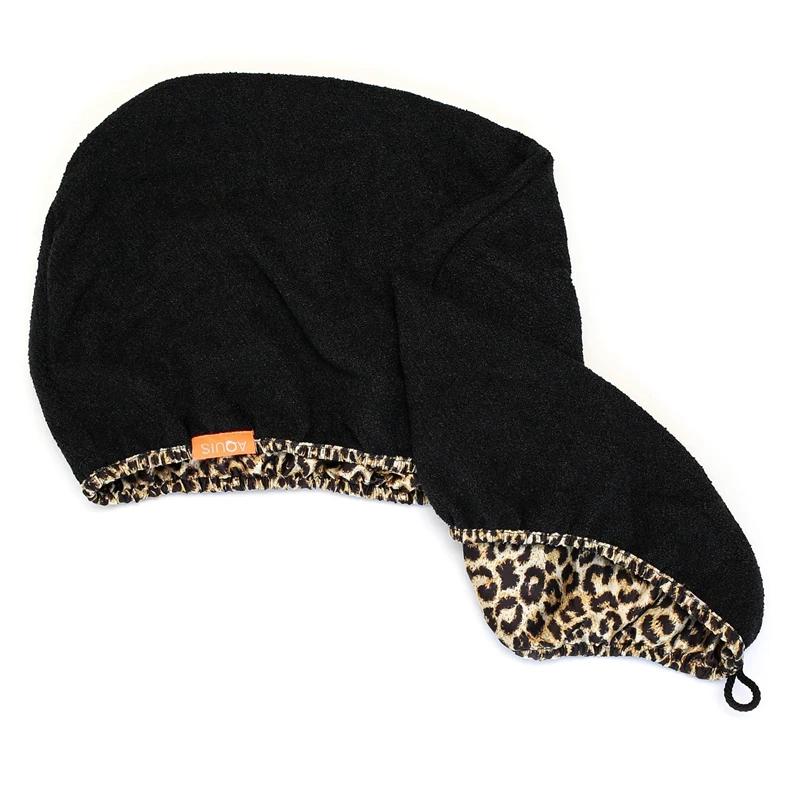 Черное полотенце из микрофибры/хлопка для сушки волос, большие индивидуальные полотенца для кудрявых волос