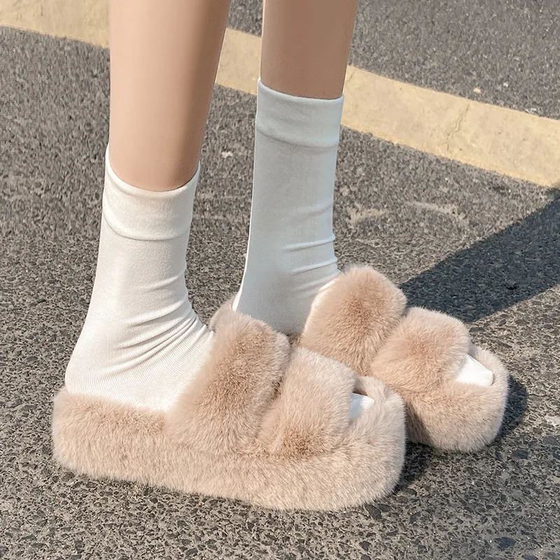 2023 Autumn and Winter New Slides Slippers Women Square Head Thick Bottom Home Indoor Cotton Slides Slippers for Women