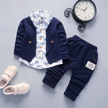 Autumn turtle neck floral blouse 2pcs set toddler kids baby boy clothes
