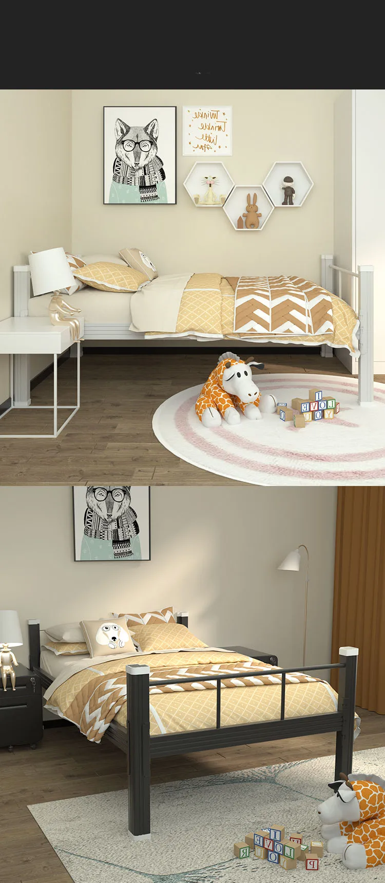 Student bedroom furniture metal single framle bed iron steel single bed