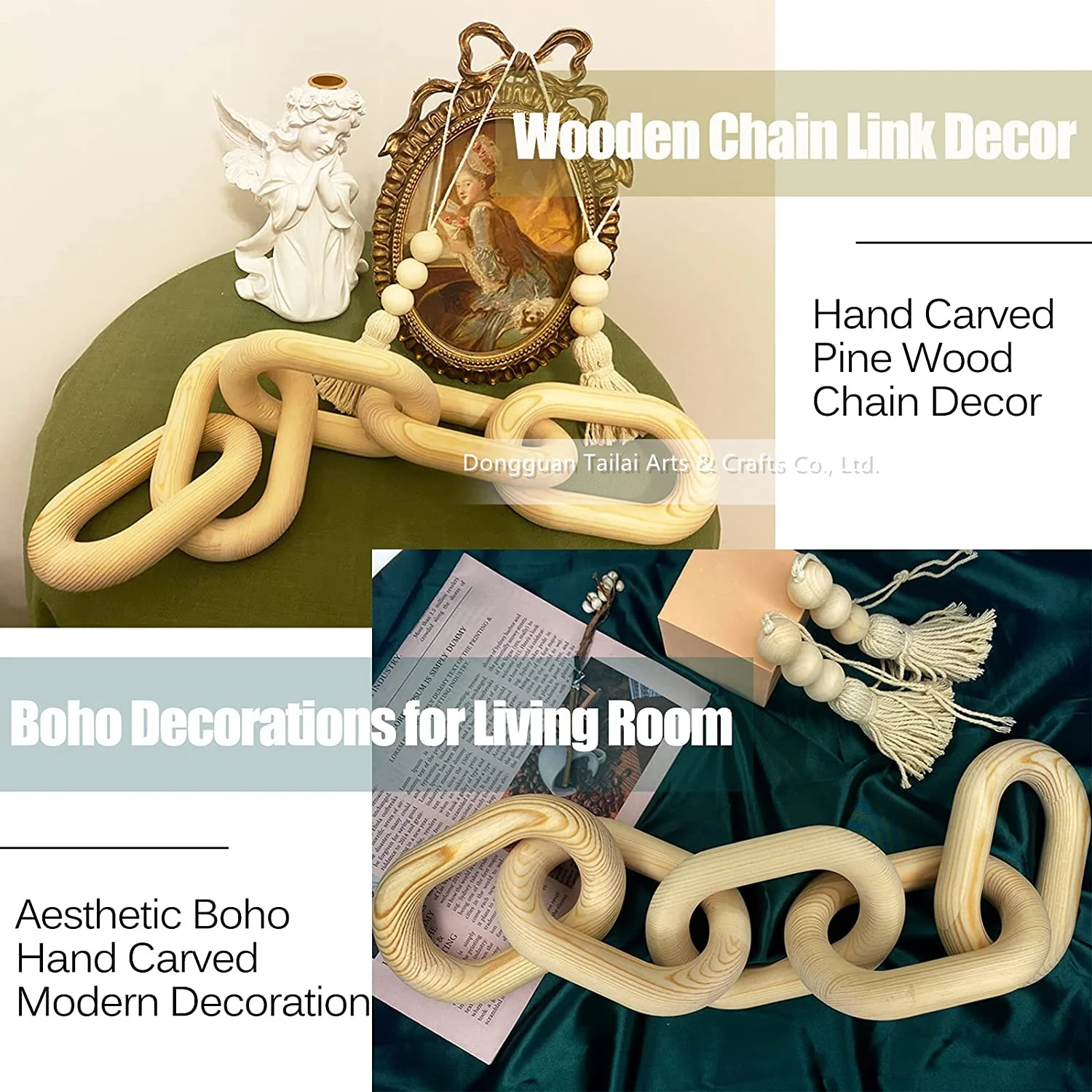 Decorative Wood Chain Link Boho Hand