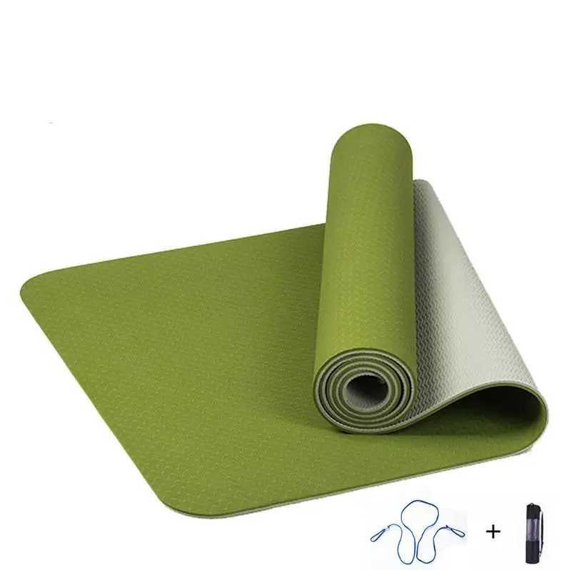 Dropshipping Tpe Yoga Matt De Yoga Sport Gym Yogamatt Anti Slip 6mm Custom Logo UV Print Eco Friendly Double Layer Tpe Yoga Mat