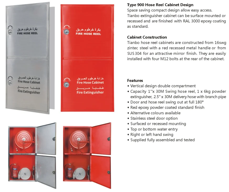 Metal Fire Fighting Apparatus Box Double Door Fire Hose Reel Cabinet ...