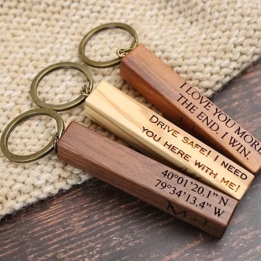 Customizable Wooden Keychain Pendant Personalized Key Chain Gift