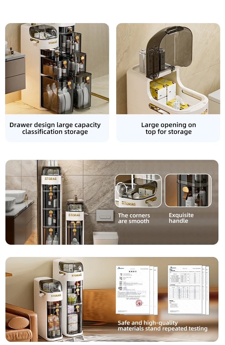 Wannuo Bathroom Narrow Slit Plastic Storage Drawers Waterproof 2/3/4 Layers Plastic Storage Drawers For Narrow Spaces supplier